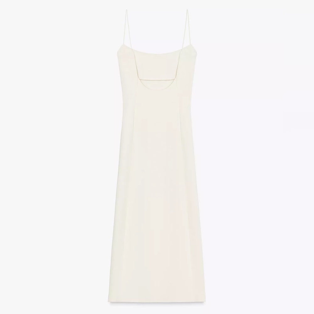 Zara Oyster White Stretch Midi Dress - Picture 12 of 13